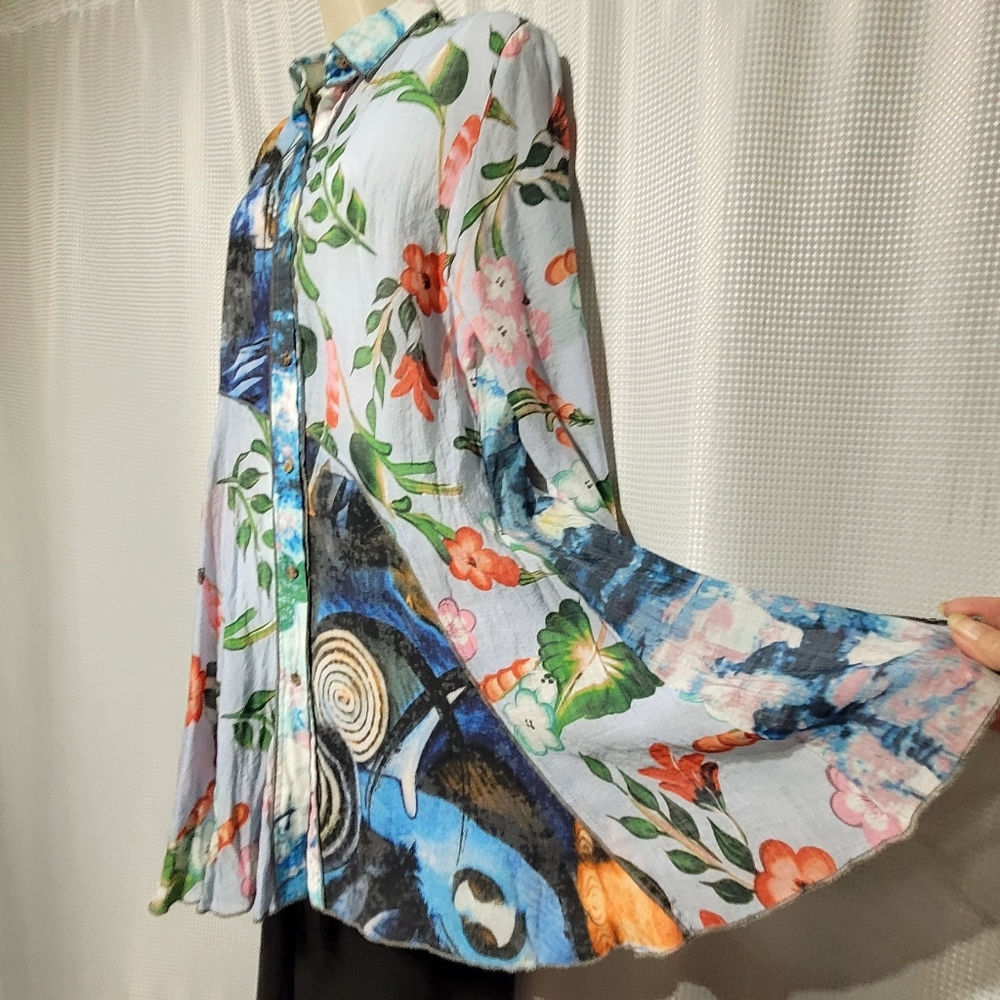 Shana Floral Flowy Fairycore Long Sleeve Sheer Top (L) - Picture 3 of 16